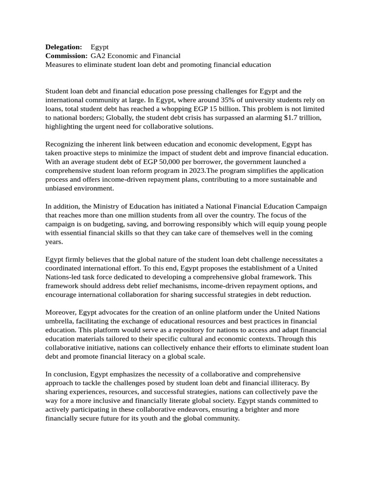 Policy Statement 2 - Measures To Eliminate Student Loan Debt and ...