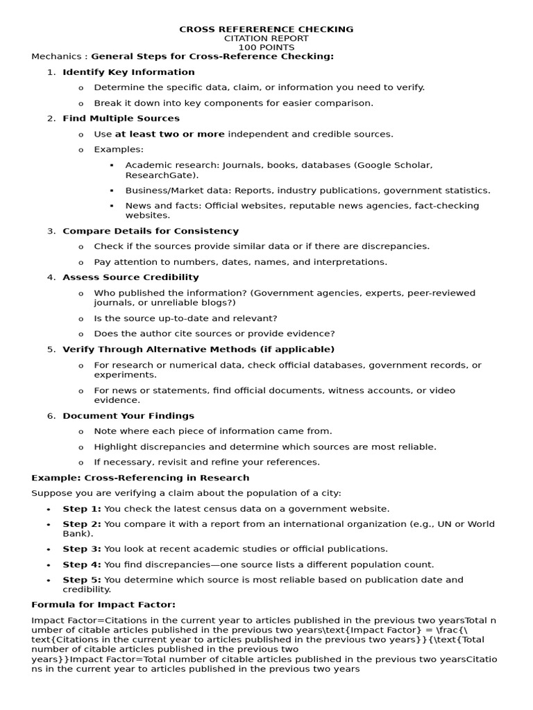 Cross-Reference Checking Guide | PDF | Citation | Data