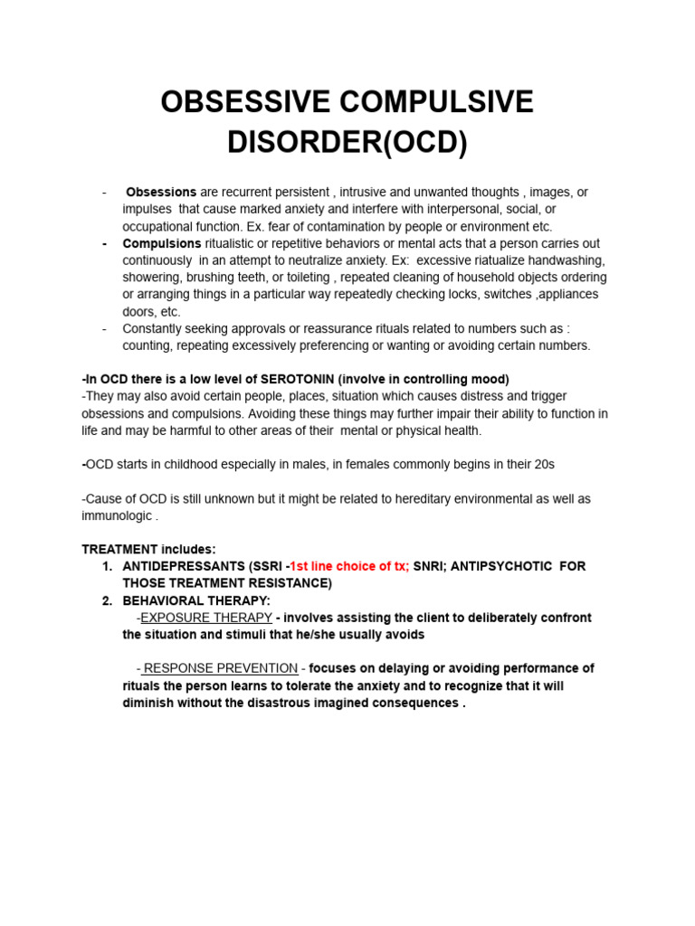 OBSESSIVE COMPULSIVE DISORDER(OCD) | PDF | Obsessive–Compulsive ...
