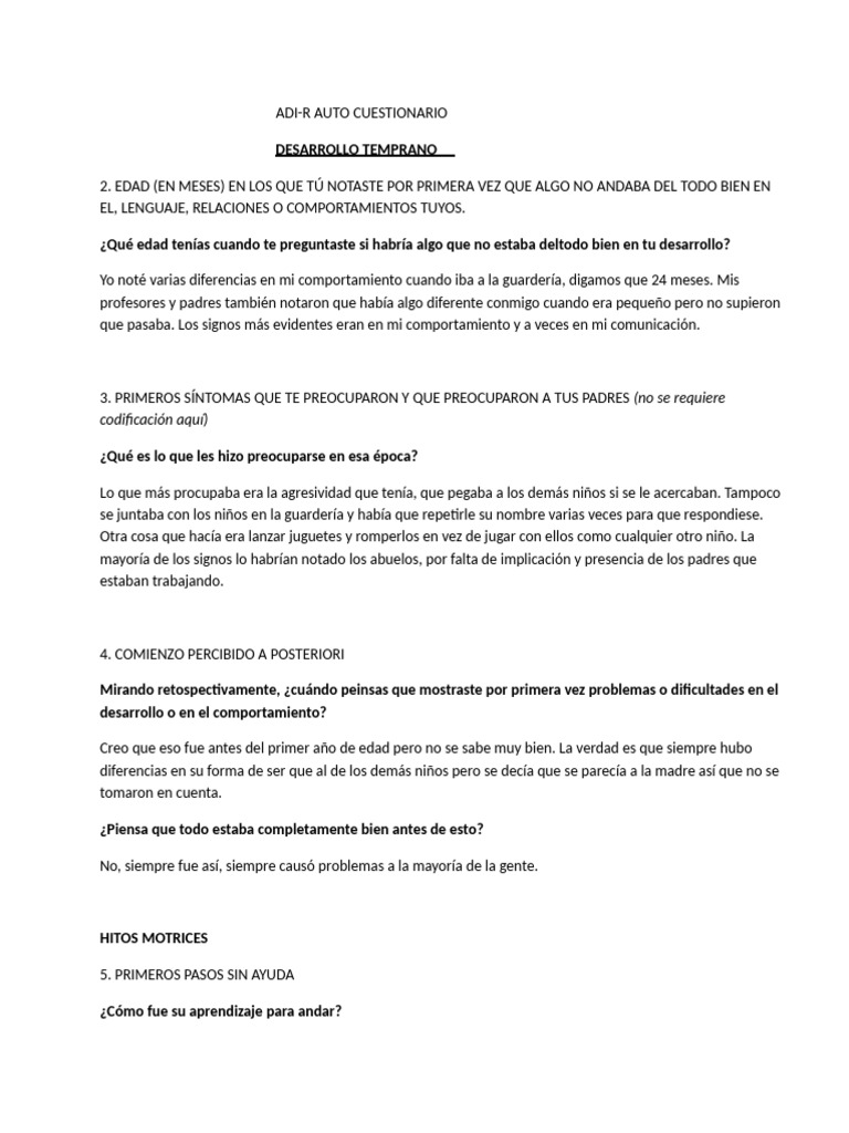 Adi-R Questions Self Assessment | PDF