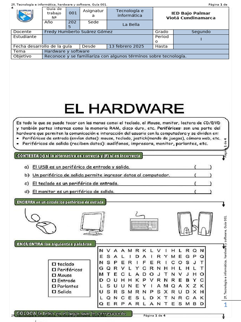 Guía de Hardware y Software para 2º Grado | PDF | Informática ...