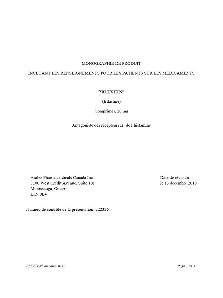 BLEXTEN® : Informations sur le médicament | PDF | Pharmacocinétique ...