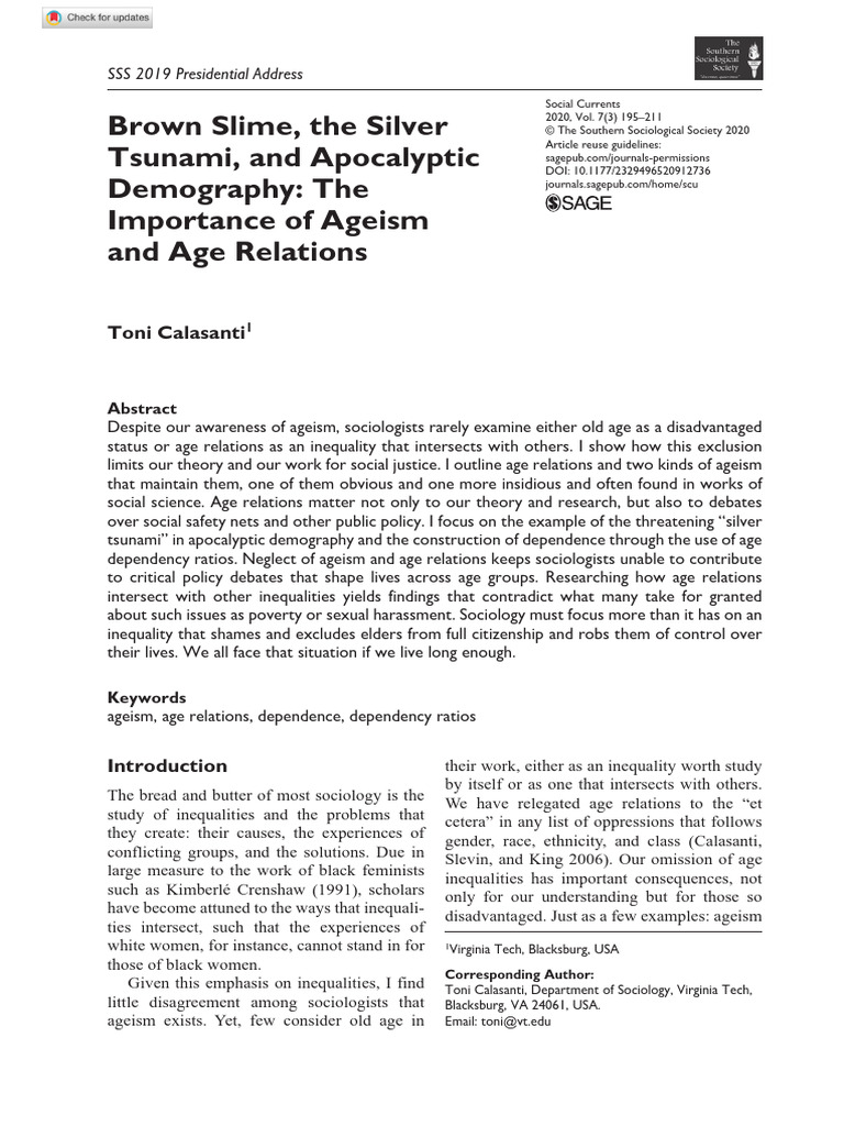 Addressing Ageism in Sociology | PDF | Labour Economics | Sociology