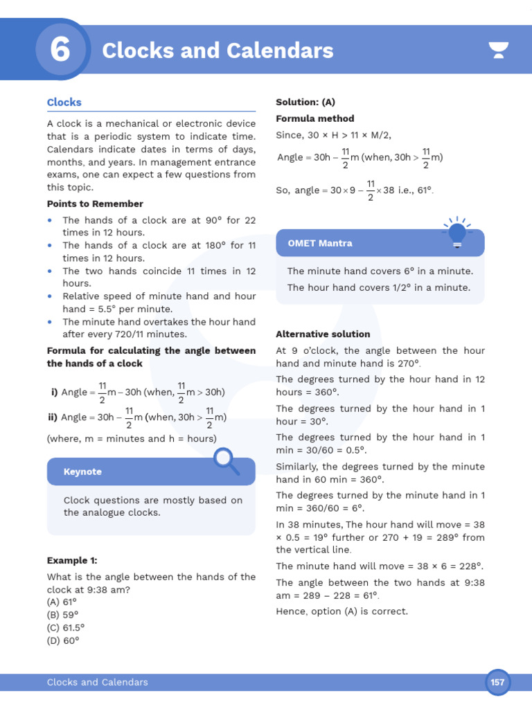Clocks and Calendars: Key Concepts and Examples | PDF | Hour