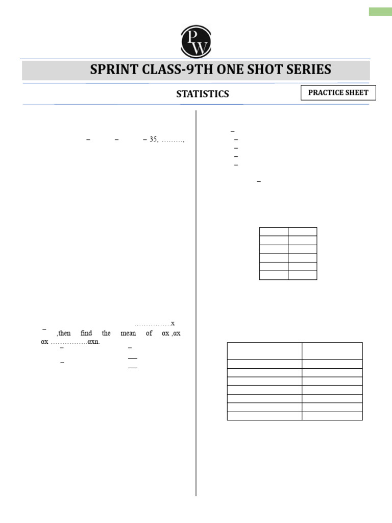 Statistics - Practice Sheet | PDF | Pandemic