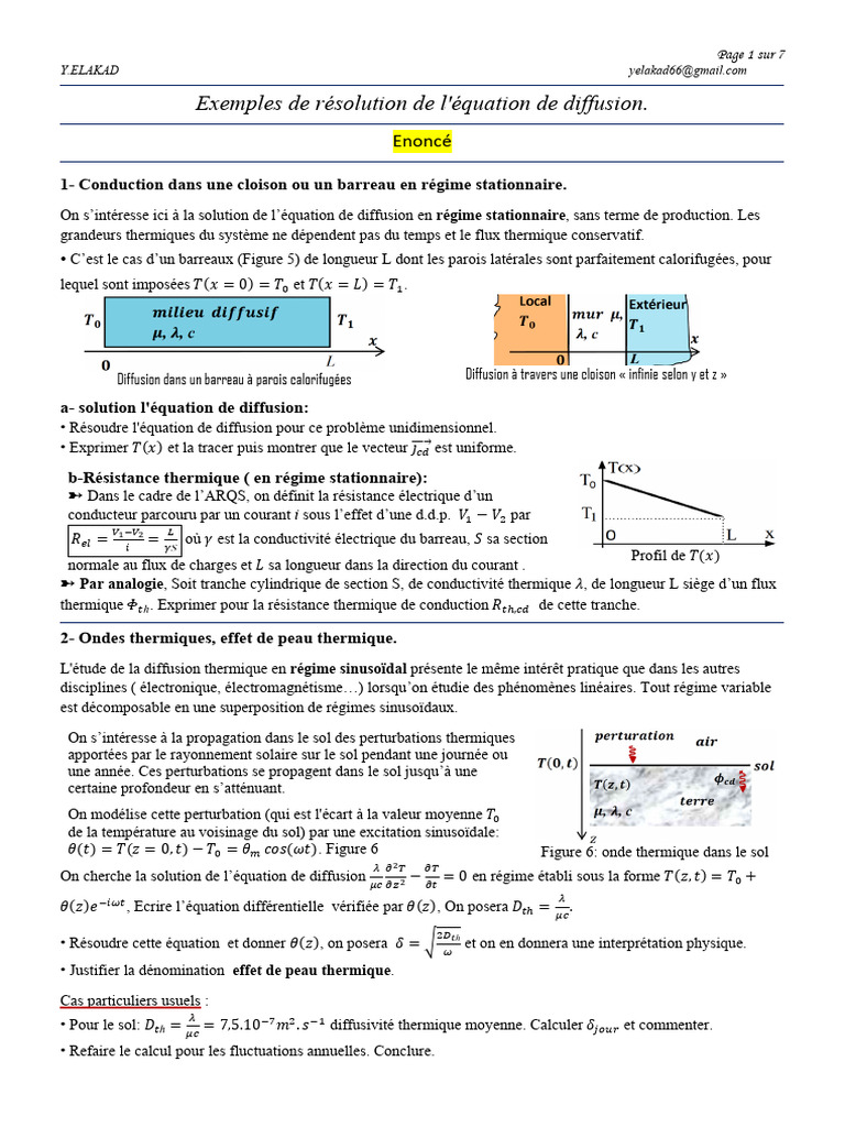 Résolution de l'équation de diffusion | PDF | Conduction thermique | Vagues