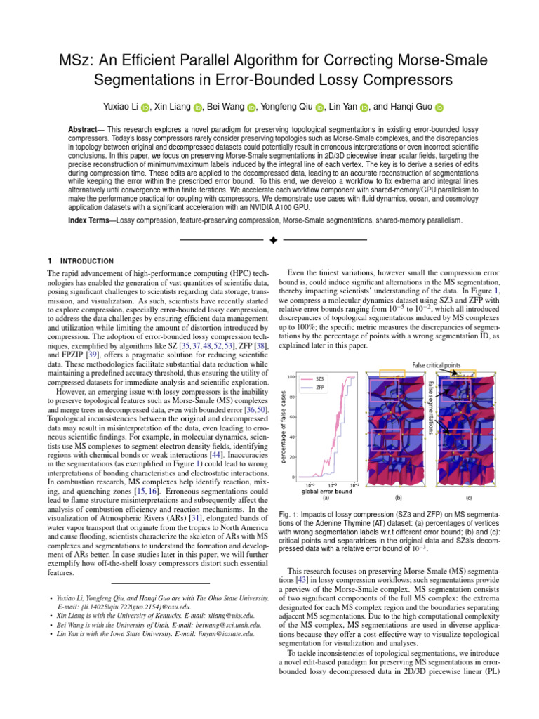 MSZ: An Efficient Parallel Algorithm For Correcting Morse-Smale ...