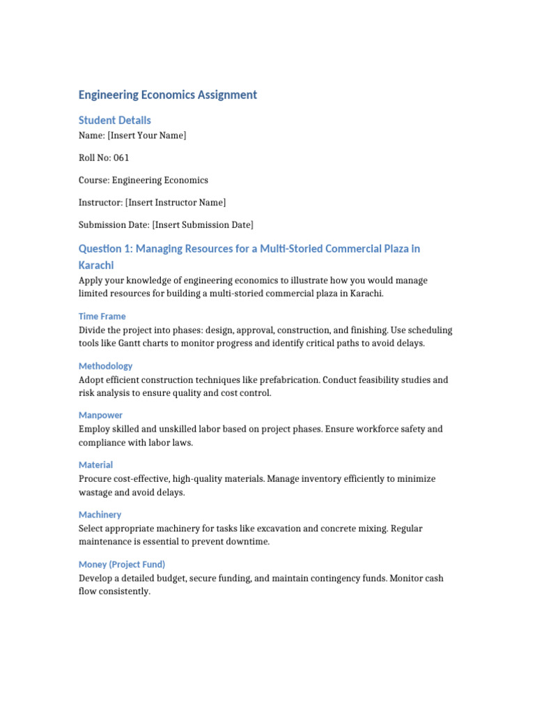 Engineering Economics Project Management Guide | PDF