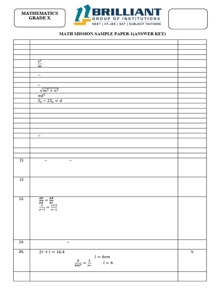 Mathematics Grade X Sample Paper 1 | PDF | Geometry | Elementary Geometry
