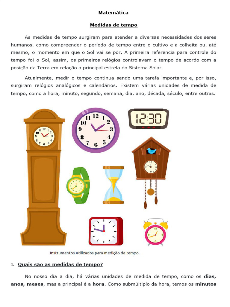 Medidas de Tempo: Unidades e Instrumentos | PDF | Tempo | Calendário
