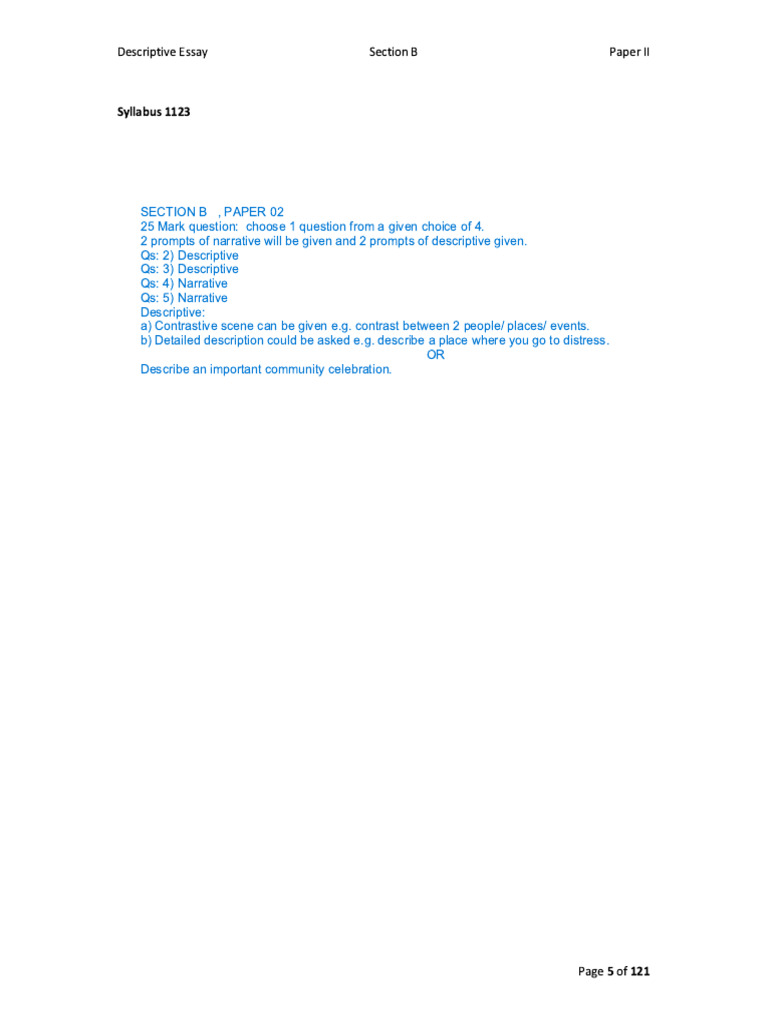 DESCRIPTIVE Writing Copy Notes | PDF