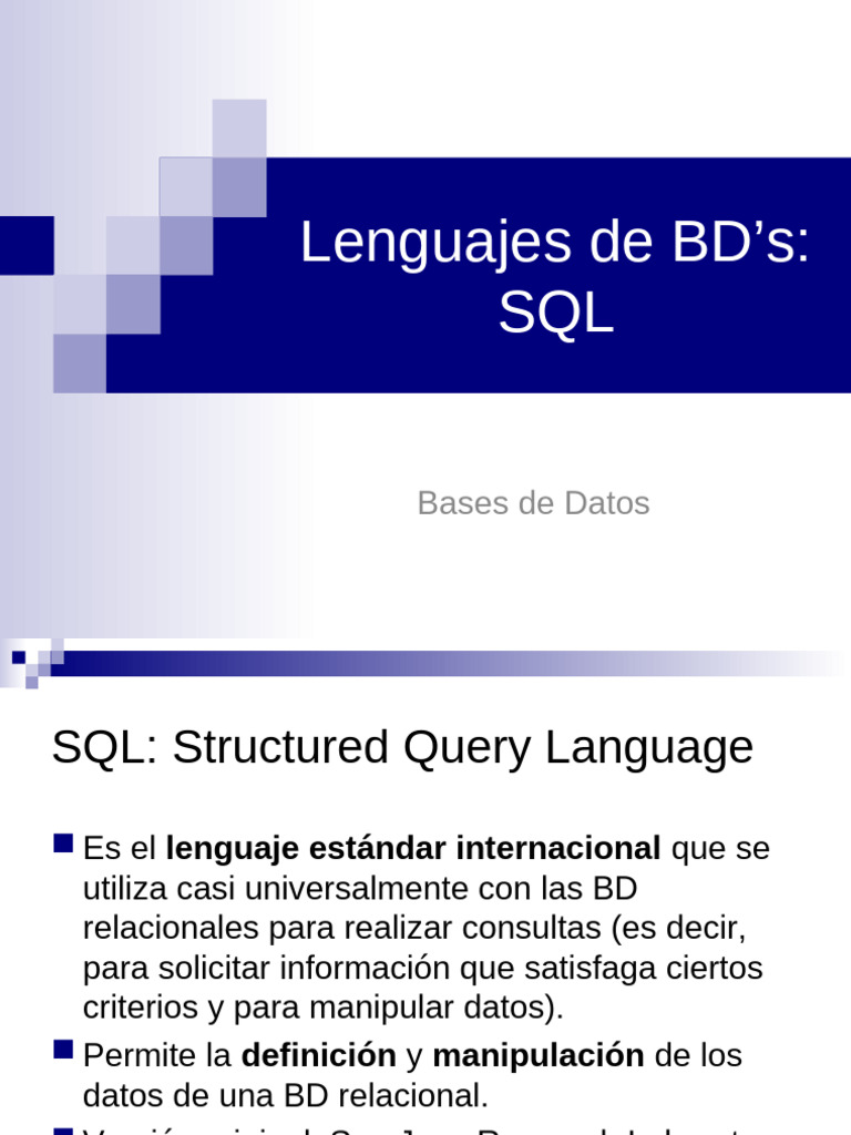 Lenguajes de BD'S: SQL | PDF | SQL | Base de datos relacional