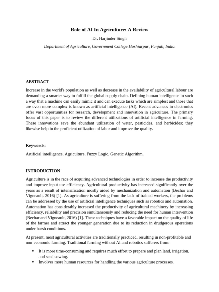 AI Techniques Transforming Agriculture | PDF | Agriculture | Artificial ...