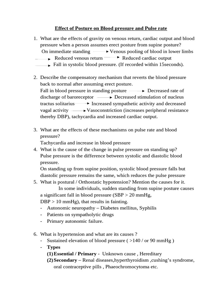 Effect of Posture On Blood Pressure and Heart Rate | PDF