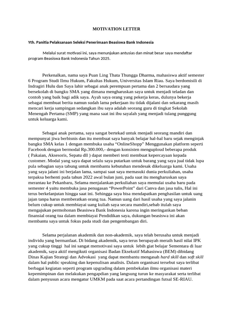 Motivation Letter | PDF