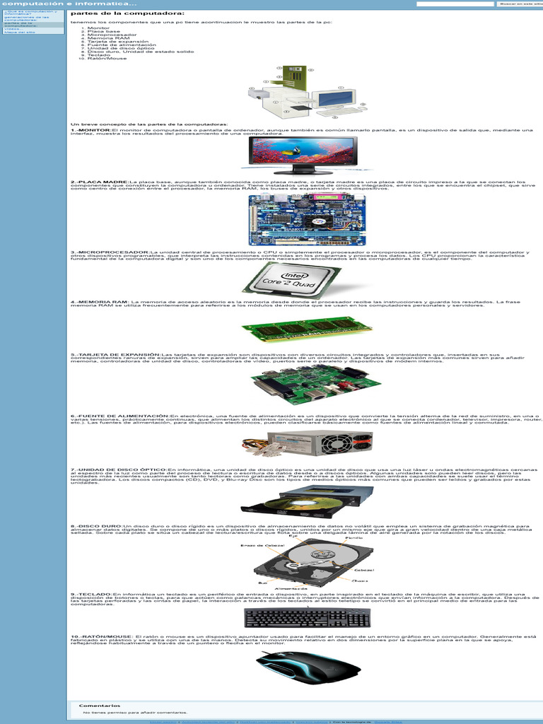 Partes Esenciales de una Computadora | PDF | Hardware de la computadora ...