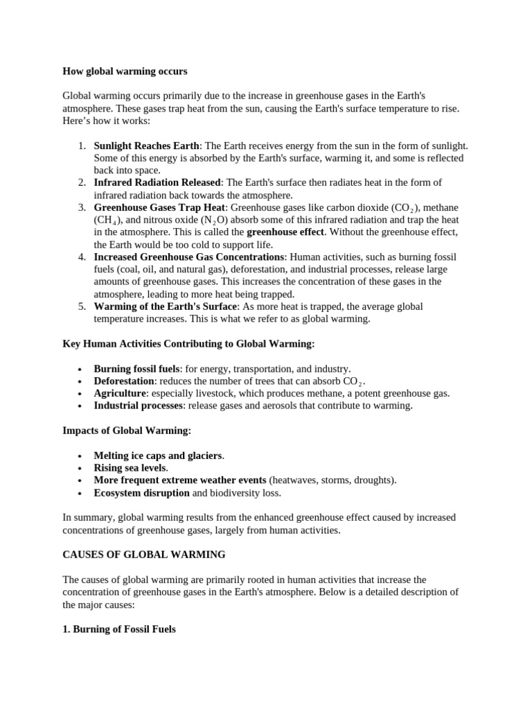 Causes and Effects of Global Warming | PDF | Ozone Depletion | Climate ...