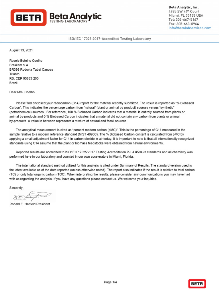 C14 Test Report - SVT2180 (Sugarcane) | PDF | Radiocarbon Dating ...