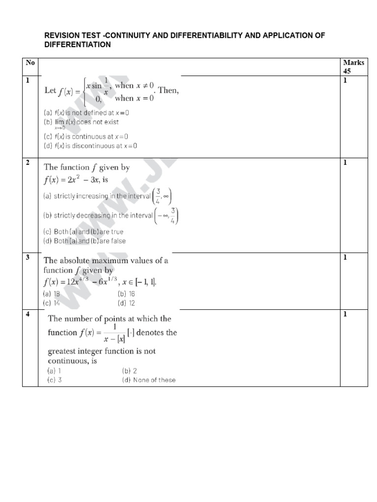 Revision Test 2 QN Cont Diff - Aod | PDF