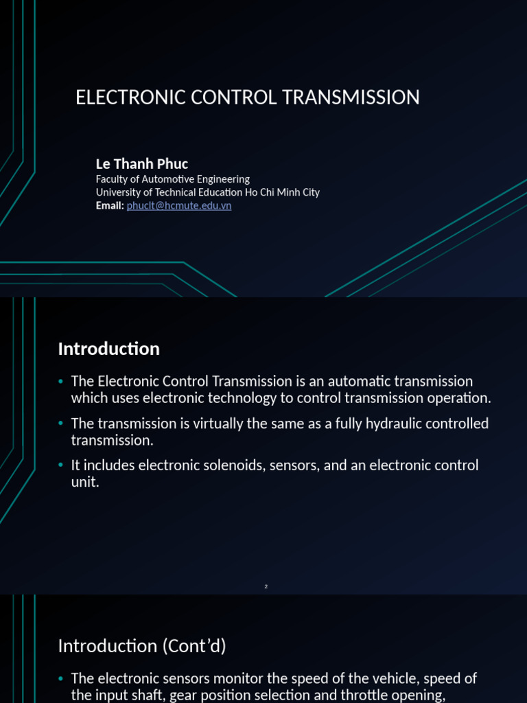 Electronic Control Transmission Overview | PDF | Clutch | Throttle