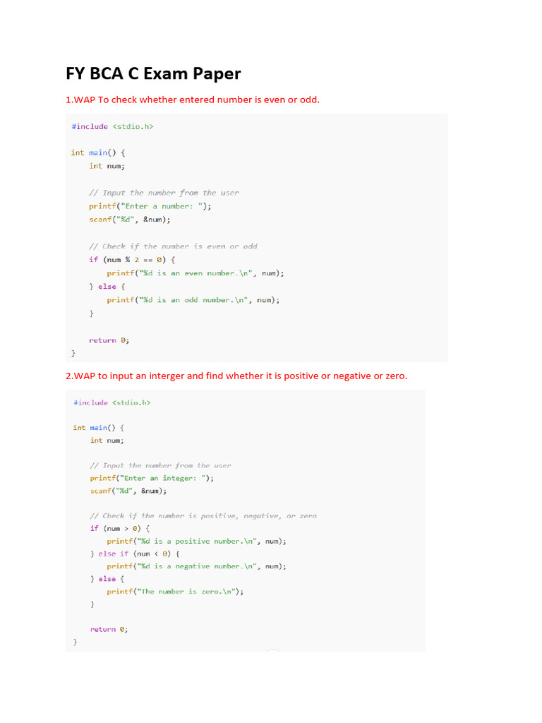 C Programming Exam Paper Overview | PDF | Integer (Computer Science ...
