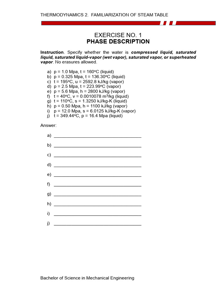 Thermodynamic 2. Compiled Exercises | PDF | Steam | Enthalpy