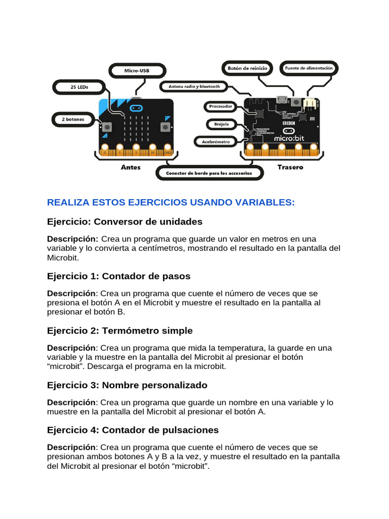 Ejercicios de programación en Microbit | PDF