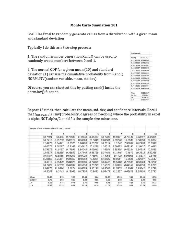 Monte Carlo Simulation in Excel & R | PDF