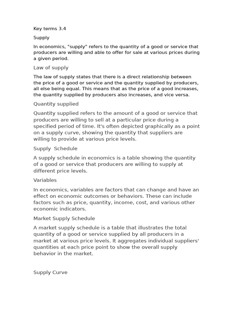 Understanding Supply in Economics | PDF