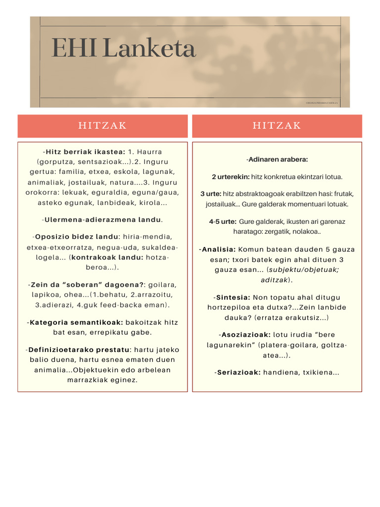 2.hitzak, Esaldia Diskurtsoa | PDF