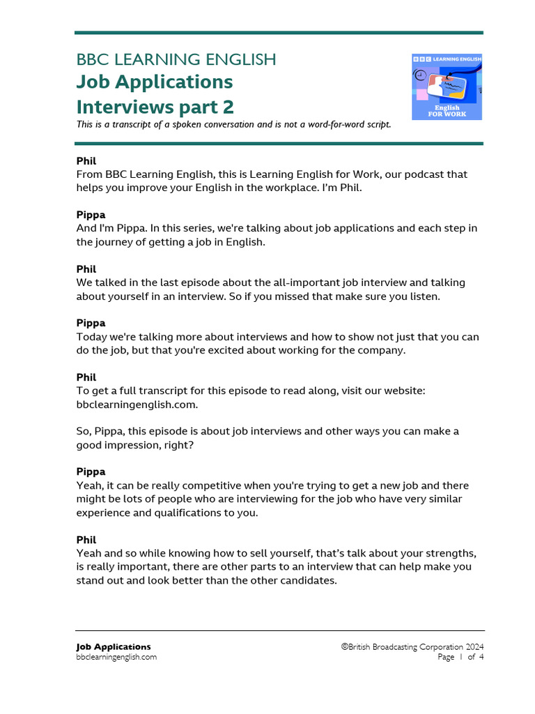 Interviews Part 2 Transcript | PDF | Job Interview