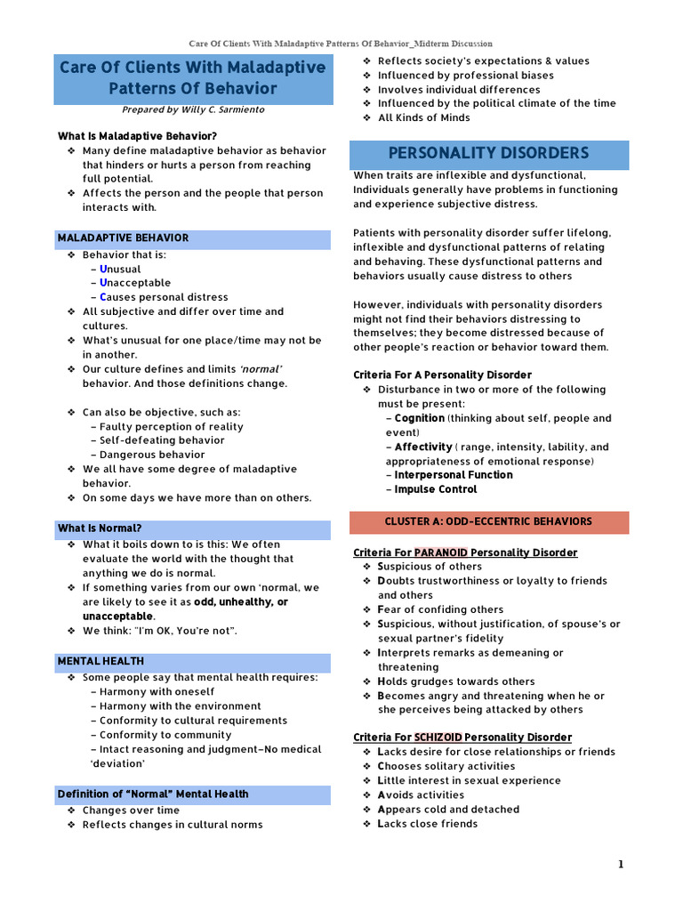 Understanding Maladaptive Behavior Patterns | PDF | Personality ...