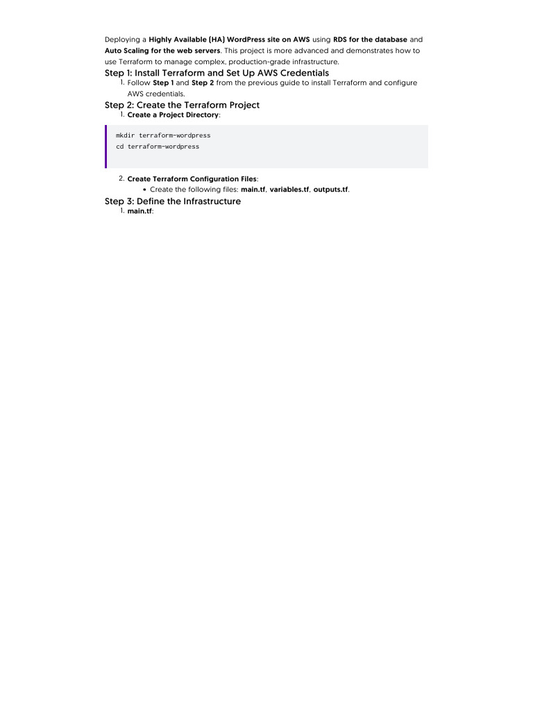 AWS WordPress HA Deployment with Terraform | PDF | Amazon Web Services ...