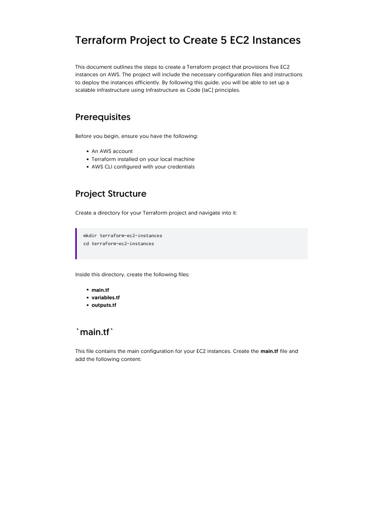 Provision 5 EC2 Instances with Terraform | PDF | Software Development ...
