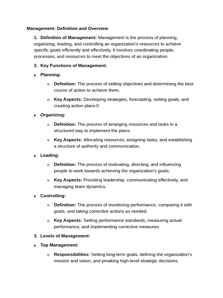 Management Overview: Functions & Theories | PDF | Crisis Management ...