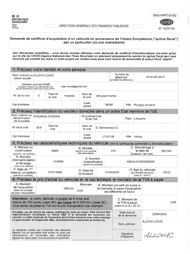 Quitus Fiscal E30 | PDF