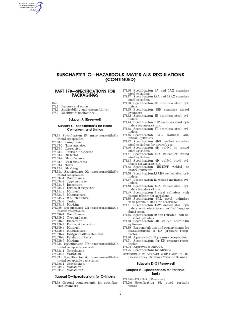 Hazardous Materials Packaging Regulations | PDF | Mechanical Engineering