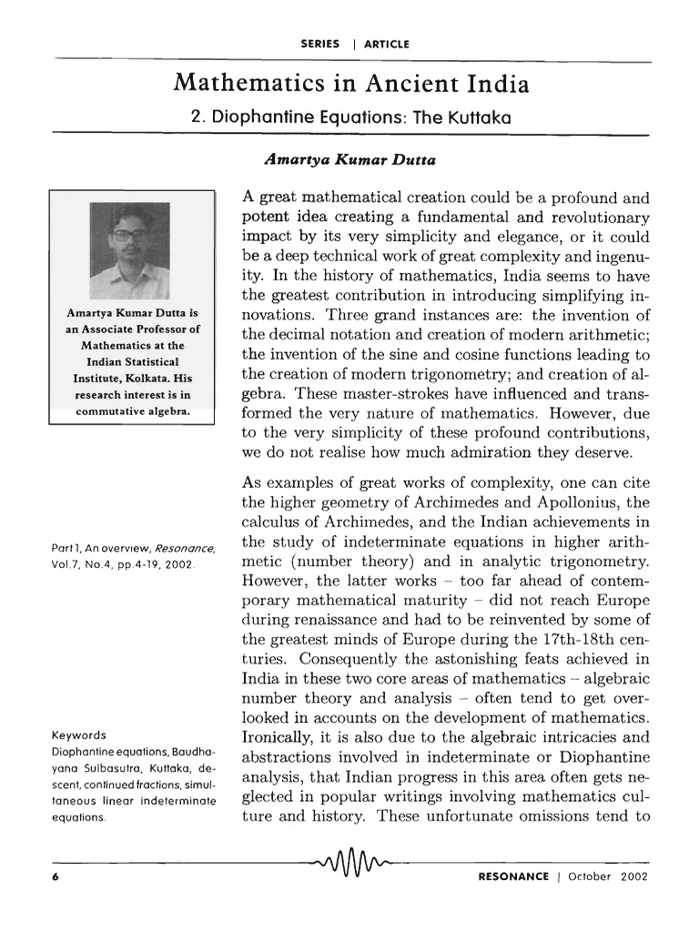 Kuttaka: Indian Indeterminate Equations | PDF | Equations | Mathematics