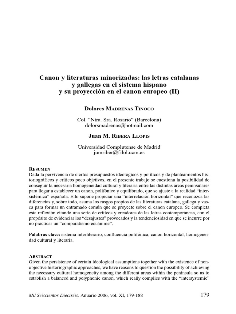 Canon literario y letras minorizadas en España | PDF | España | Cataluña
