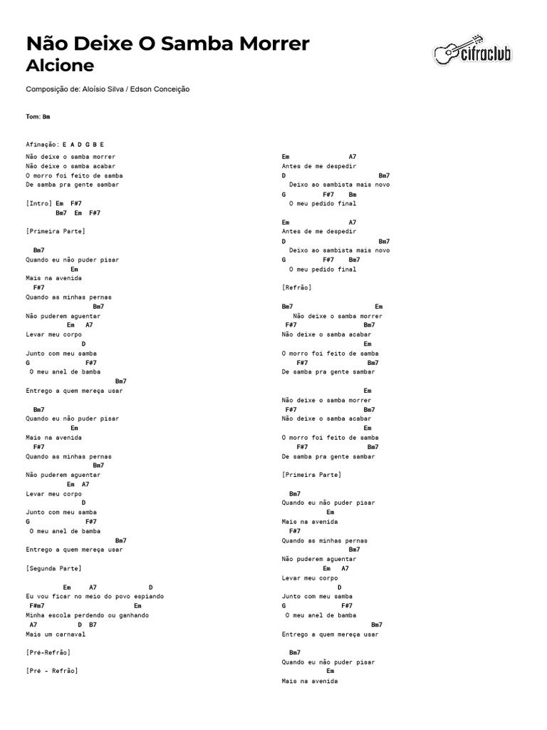 Não Deixe o Samba Morrer: Letra e Análise | PDF | Subgêneros musicais ...