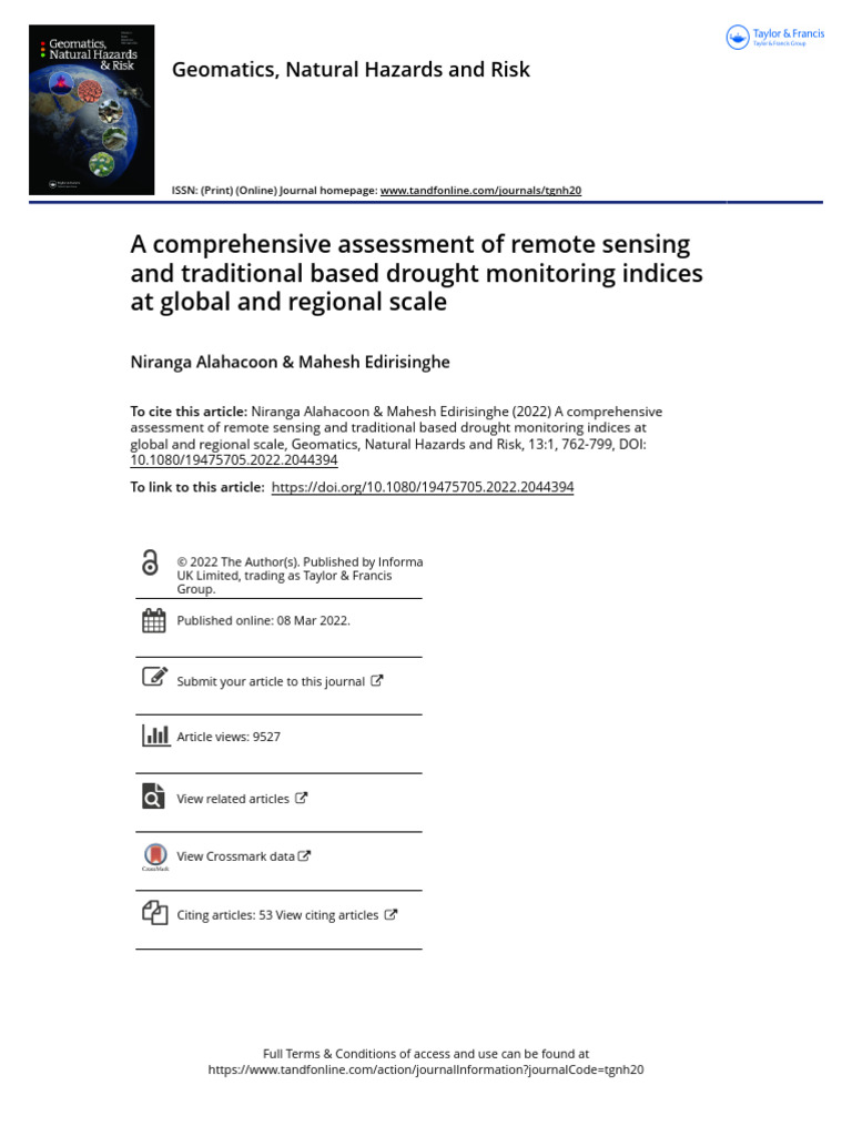 A Comprehensive Assessment of Remote Sensing and Traditional Based ...