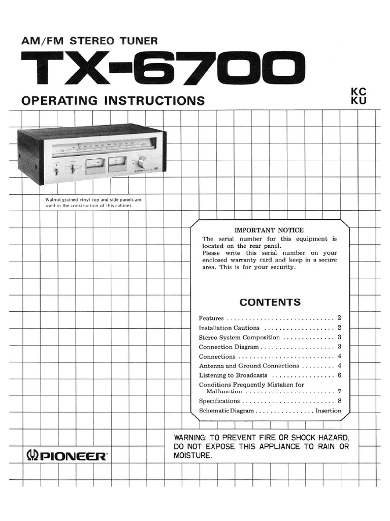 Pioneer TX 6700 Owners Manual | PDF