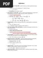 Differential Equations Definitions