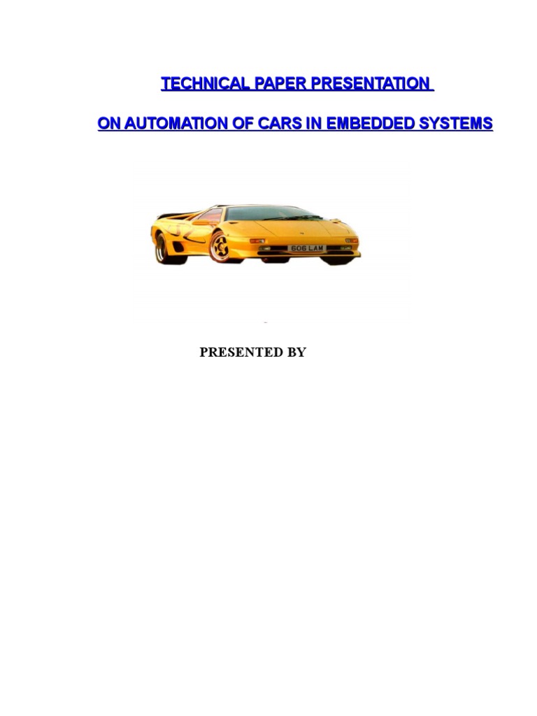 Automation of Cars in Embedded Systems | PDF | Embedded System ...