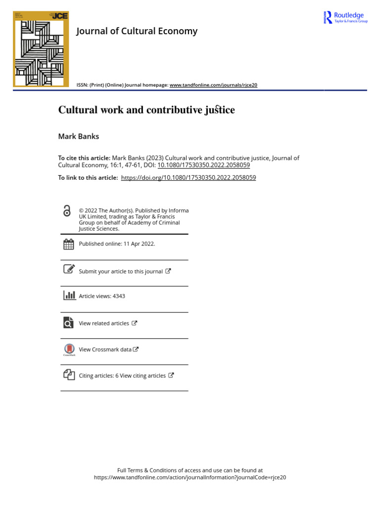 Cultural Work and Contributive Justice | PDF | Crime & Violence | Justice