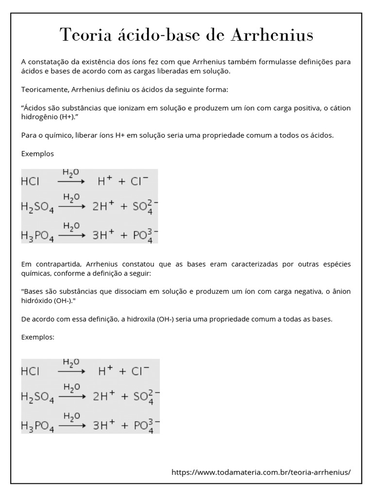 Teorias Ácido-Base: Arrhenius, Brönsted e Lewis | PDF | Ácido | Química