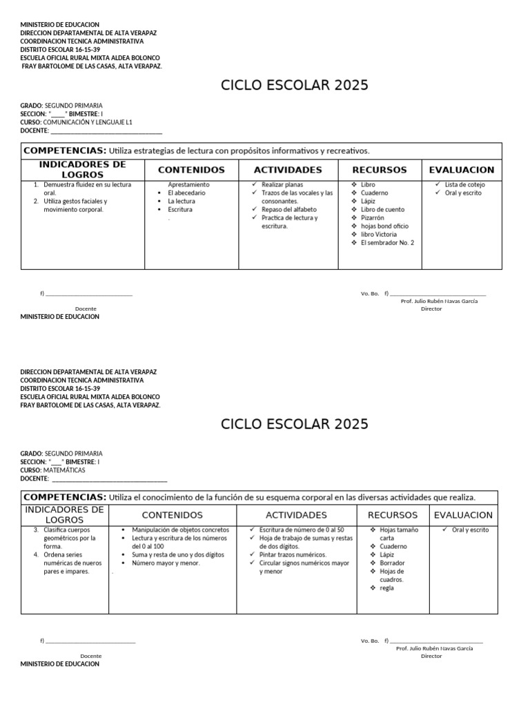 Plan de Estudios Segundo Primaria 2025 | PDF | Maestros | Comunicación ...