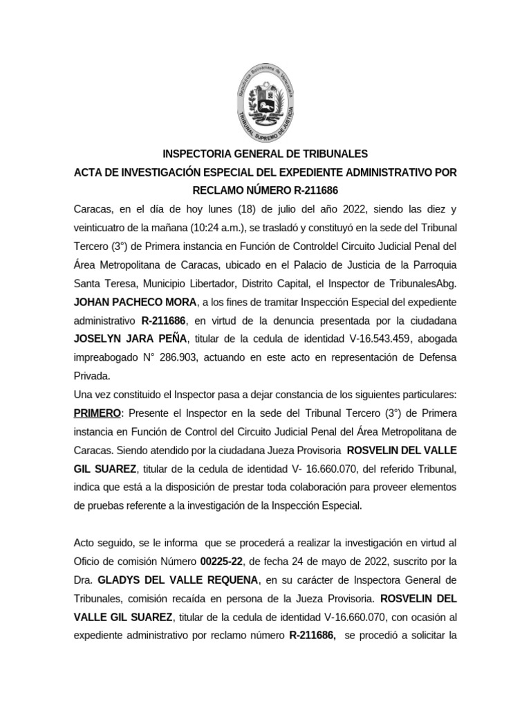 Investigación Especial Reclamo R-211686 | PDF | Ley común ...