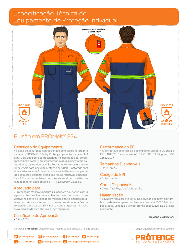 Blusão de Segurança PROMelt® 834 EPI | PDF