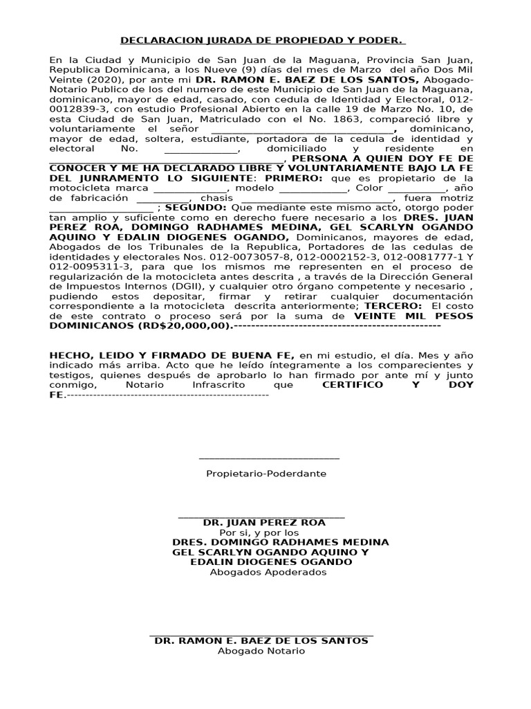 DECLARACION JURADA DE PROPIEDAD JUAN (1) | PDF | Gobierno